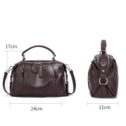 Vintage Cowhide Boston Bag | Luxury Leather Crossbody Satchel