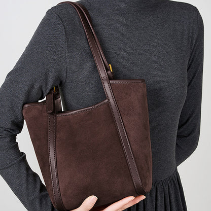 Vintage Suede Leather Tote | Large Capacity Commuter Bag