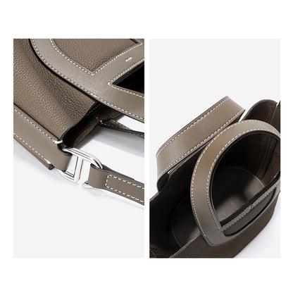 Top Grain Leather Pig Nose Mini Tote Bag Woman Bucket Bag