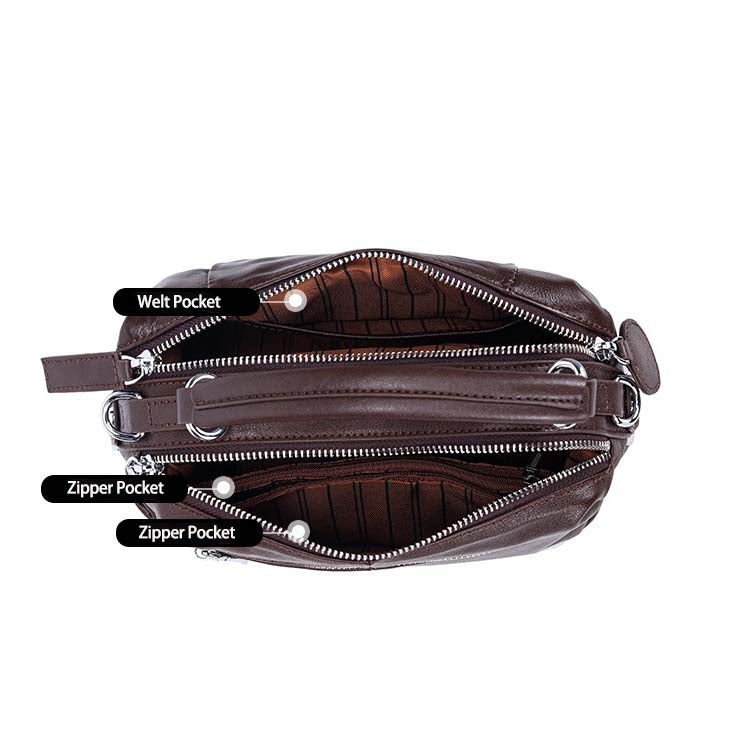 Vintage Cowhide Boston Bag | Luxury Leather Crossbody Satchel