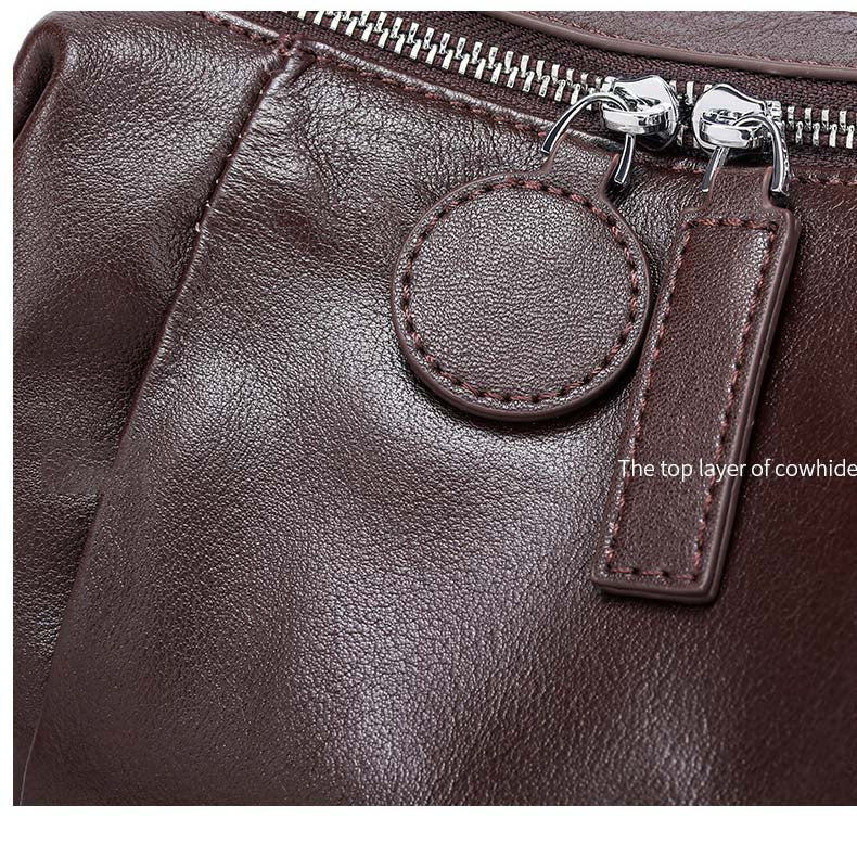Vintage Cowhide Boston Bag | Luxury Leather Crossbody Satchel