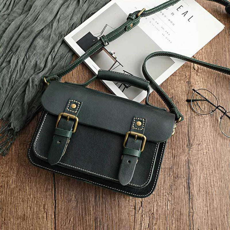 Vegetable Tanned Leather Unisex Messenger Bag