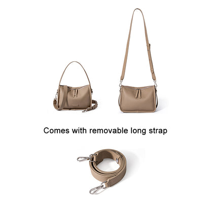 Top Grain Leather Handbag with Detachable and Adjustable Strap