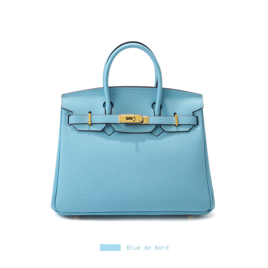 Top Grain Leather Berkin Inspired Handbag Golden Hardware