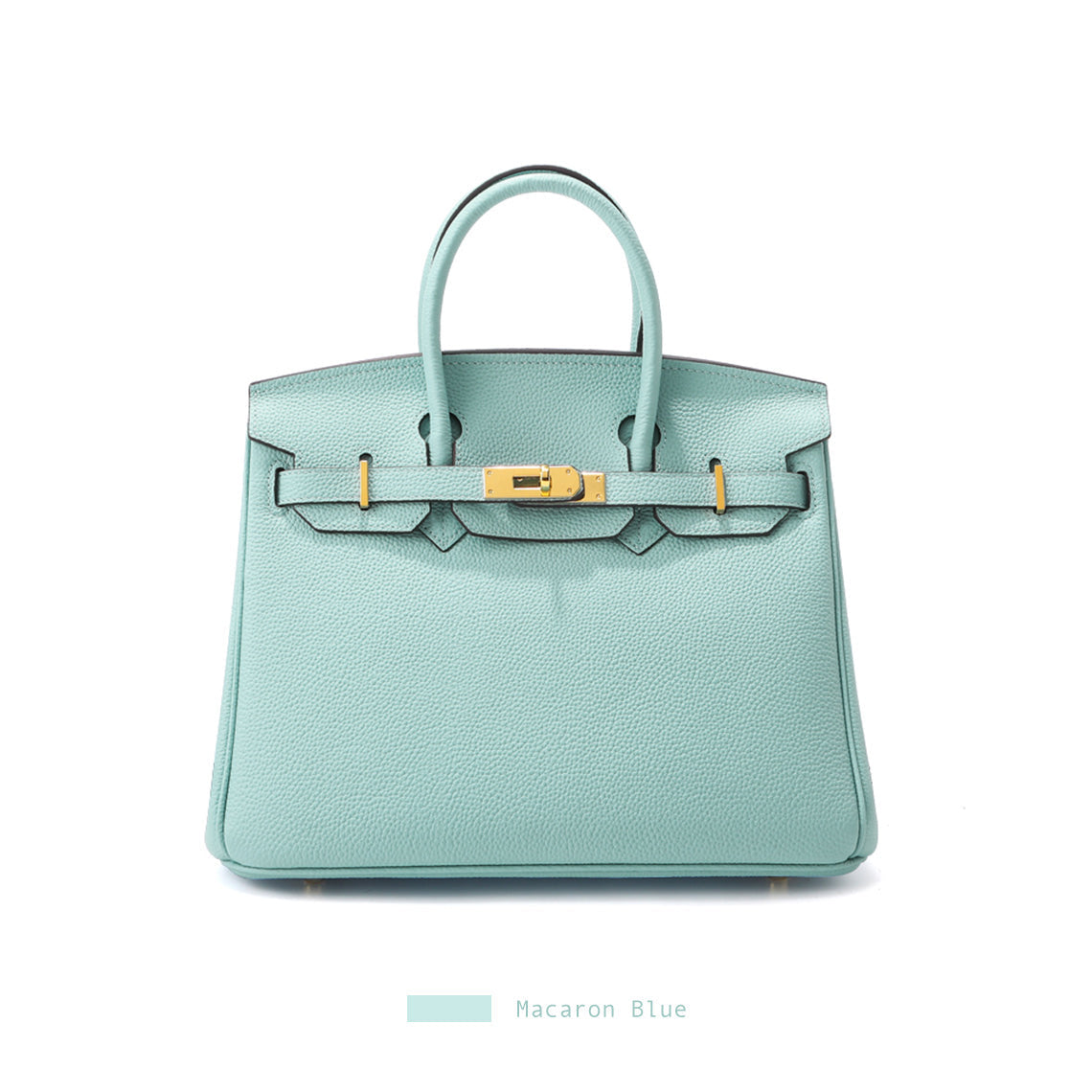 Top Grain Leather Berkin Inspired Handbag Golden Hardware