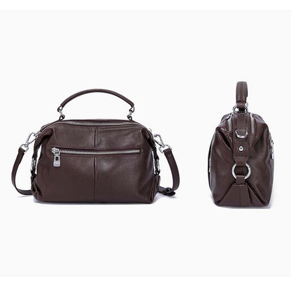 Vintage Cowhide Boston Bag | Luxury Leather Crossbody Satchel