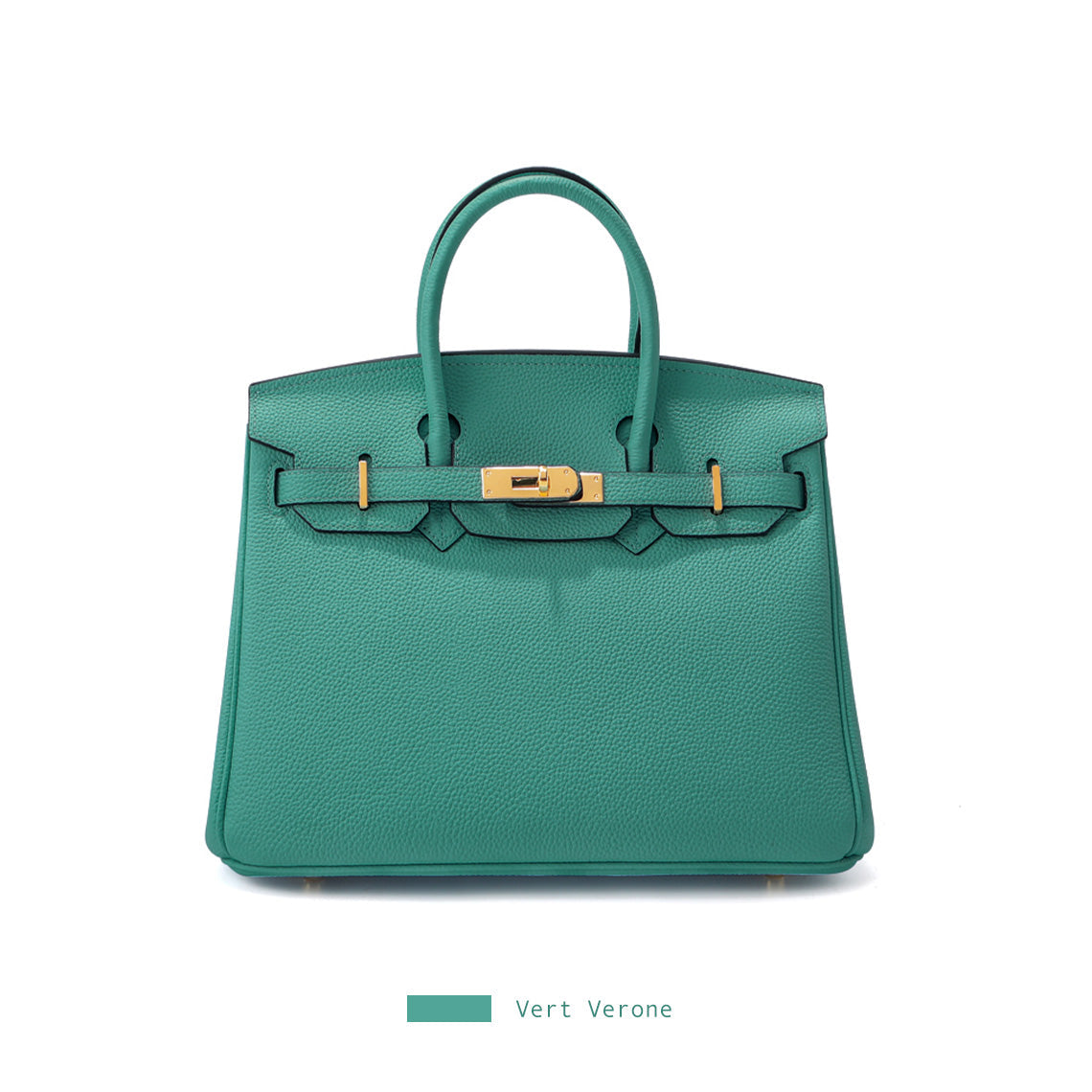 Top Grain Leather Berkin Inspired Handbag Golden Hardware