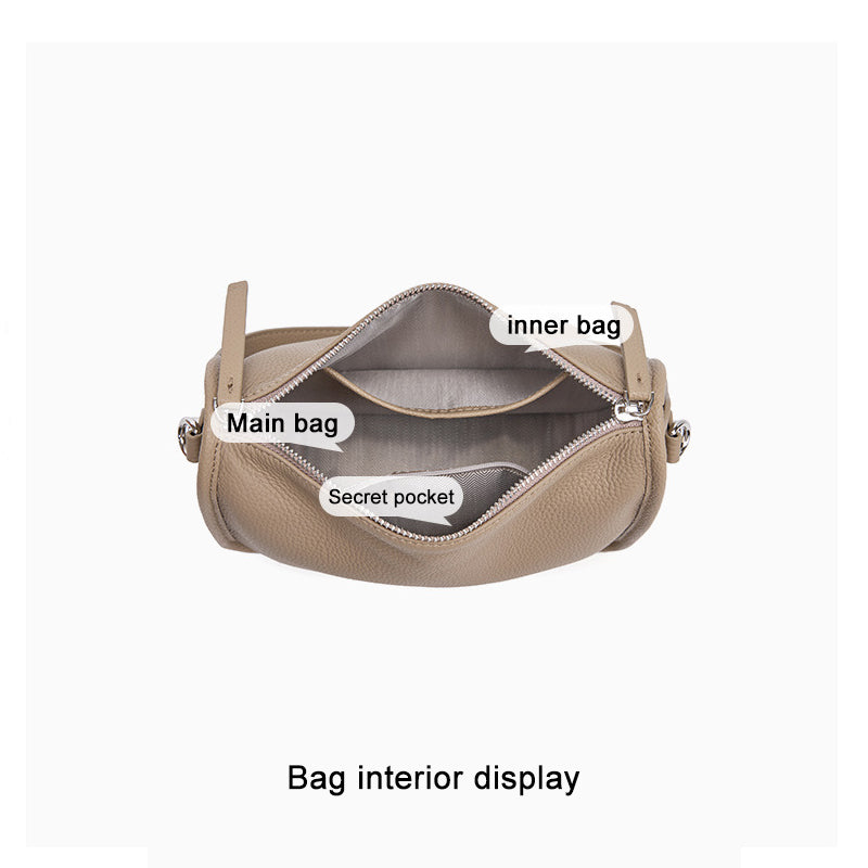 Top Grain Leather Handbag with Detachable and Adjustable Strap