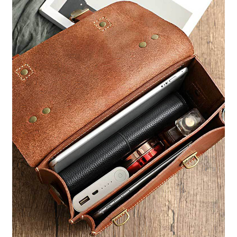 Vegetable Tanned Leather Unisex Messenger Bag