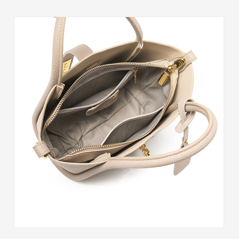 Leather Handbag with Detachable and Adjustable Strap