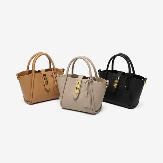 Leather Handbag with Detachable and Adjustable Strap