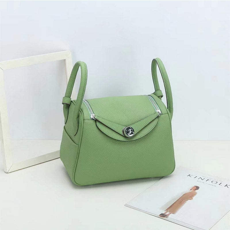 Top Grain Leather Inspired Lindi Bag Silver Hardware 20 Colors