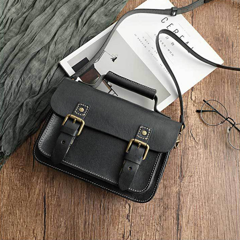 Vegetable Tanned Leather Unisex Messenger Bag