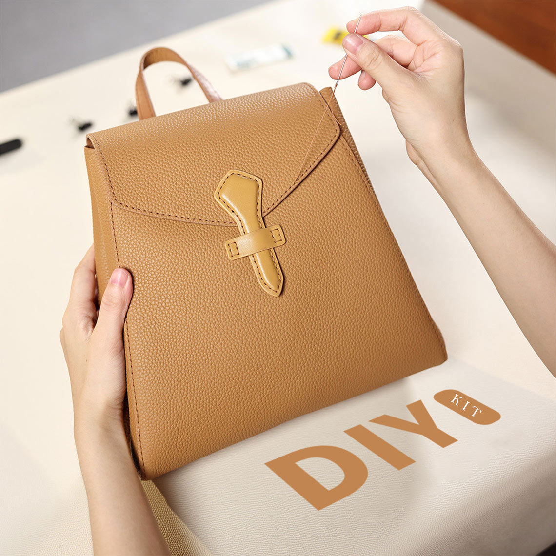 diy leather backpack kit Top Grain Leather Women Backpack