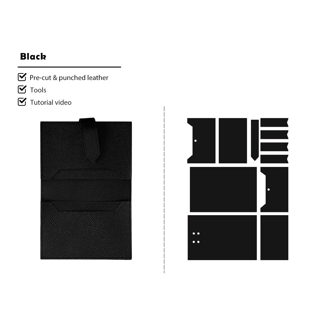 HANDSEWGIFT Full Grain Leather Bearn Card Holder DIY Kits | Presale