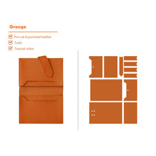 Load image into Gallery viewer, Orange Bearn Card Holder Leather Kits - POPSEWING® DIY Kit Projects
