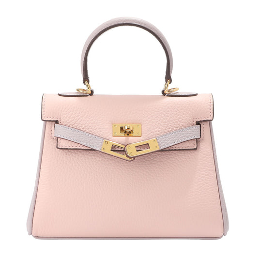 Bi-color Rose Sakura pink and light grey mini Kelly 20 bag with gold hardware