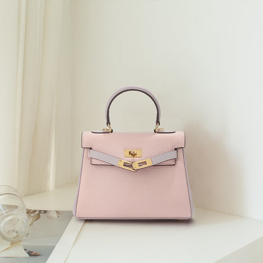 Bi-color Rose Sakura pink and light grey mini Kelly 20 bag with gold hardware