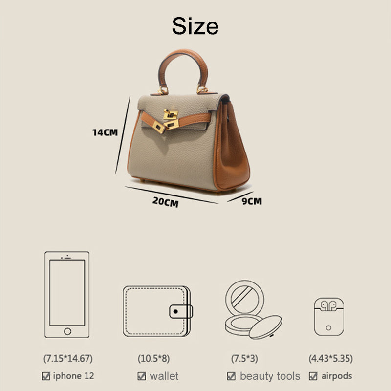 Bi-color Taupe and Brown mini Kelly 20 bag with golden hardware
