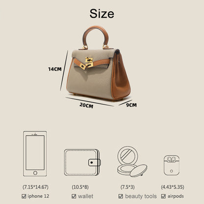 Bi-color Taupe and Brown mini Kelly 20 bag with golden hardware