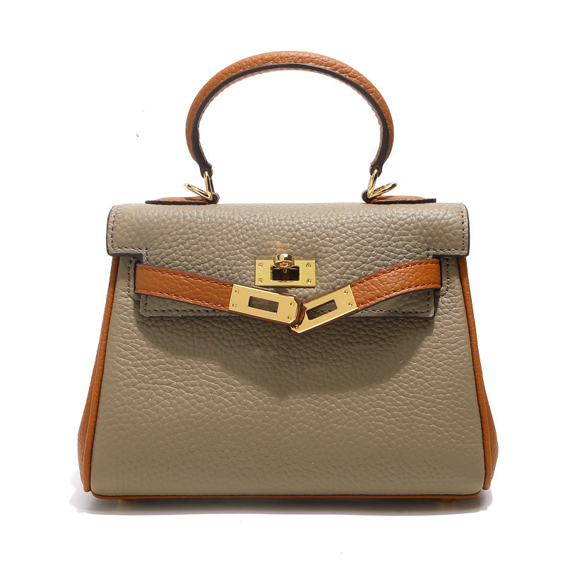 Bi-color Taupe and Brown mini Kelly 20 bag with gold-tone hardware