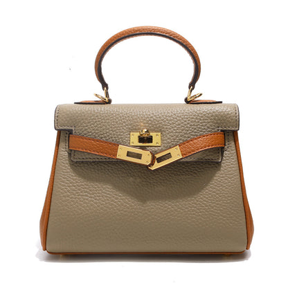 Bi-color Taupe and Brown mini Kelly 20 bag with gold-tone hardware