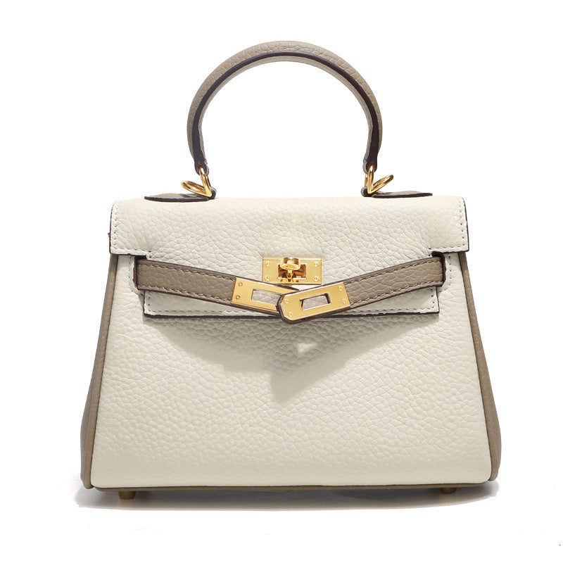 Bi-color Off White and Gray mini Kelly 20 bag with gold-tone hardwar