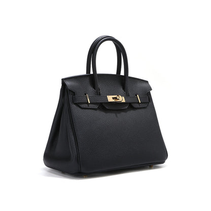 Black Leather Handbag | Designer Luxury Bag - POPSEWING