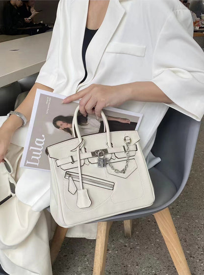 Off-White Birkin Bag with Silver Hardware