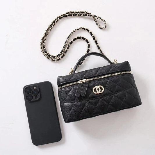Quilted Top Handle Bag Chain Crossbody Bag for Party