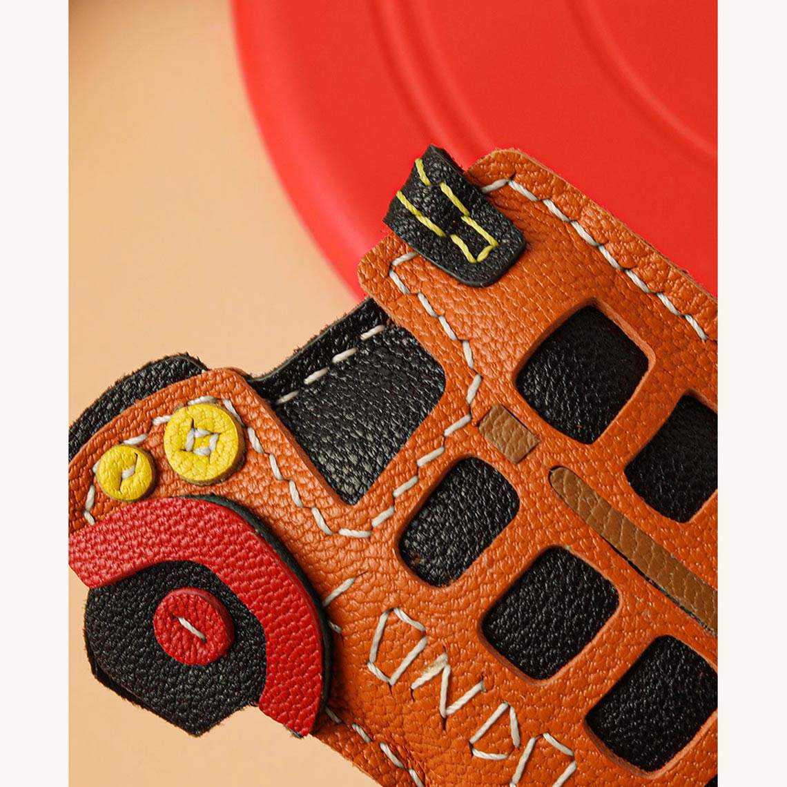 HANDSEWGIFT Sheep Leather City Bus Keychain DIY Kit