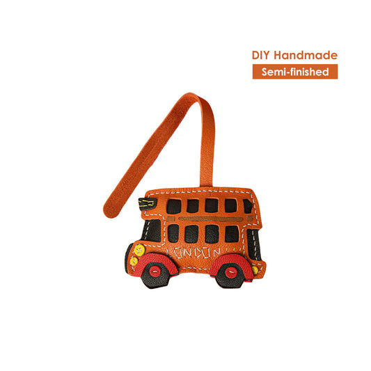 HANDSEWGIFT Sheep Leather City Bus Keychain DIY Kit