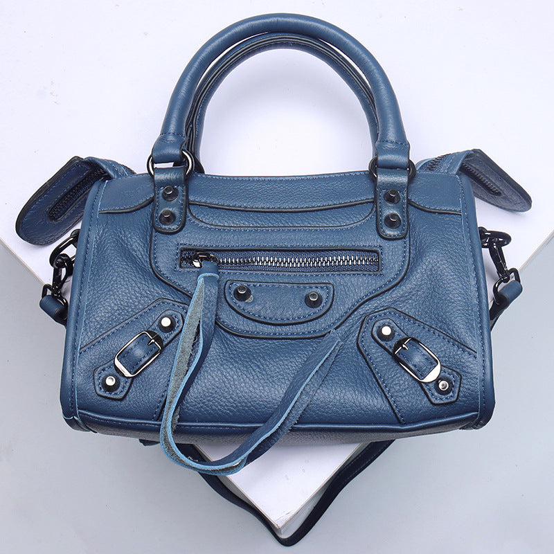 Top Grain Leather Inspired Le City Bag Ladies Zipper Handbag