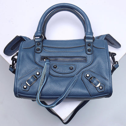 Top Grain Leather Inspired Le City Bag Ladies Zipper Handbag