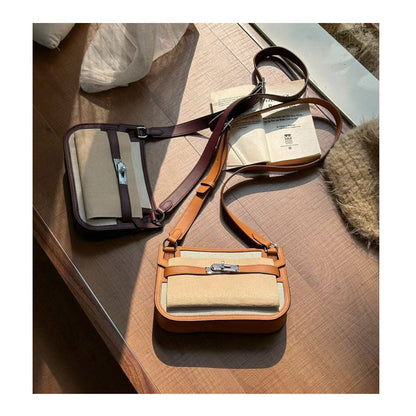 Canvas Leather Inspired Mini Gypsy Crossbody Bag