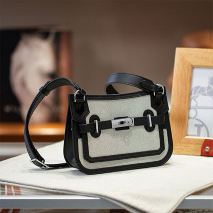 Canvas Leather Inspired Mini Gypsy Crossbody Bag