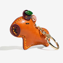 Load image into Gallery viewer, Vegetable Tanned Leather Capybara Handmade Keychain

