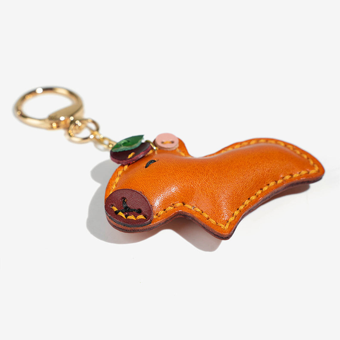 Vegetable Tanned Leather Capybara Handmade Keychain