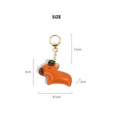 Load image into Gallery viewer, Vegetable Tanned Leather Capybara Handmade Keychain
