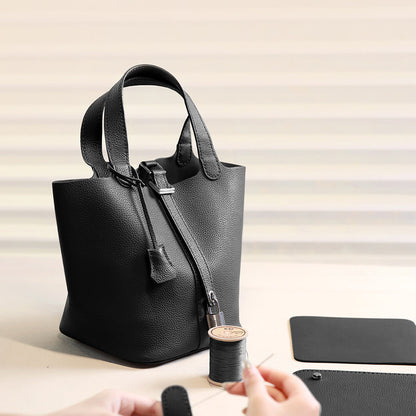HANDSEWGIFT Picotin Lock Totes Bag Top Grain Leather DIY Kit
