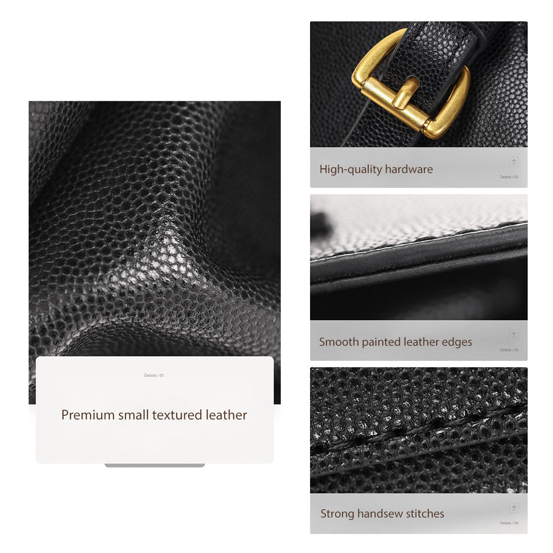 HANDSEWGIFT Top Grain Leather Black Backpack DIY Kit