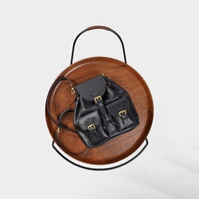 Load image into Gallery viewer, Black leather backpack with gold buckles - POPSEWING®
