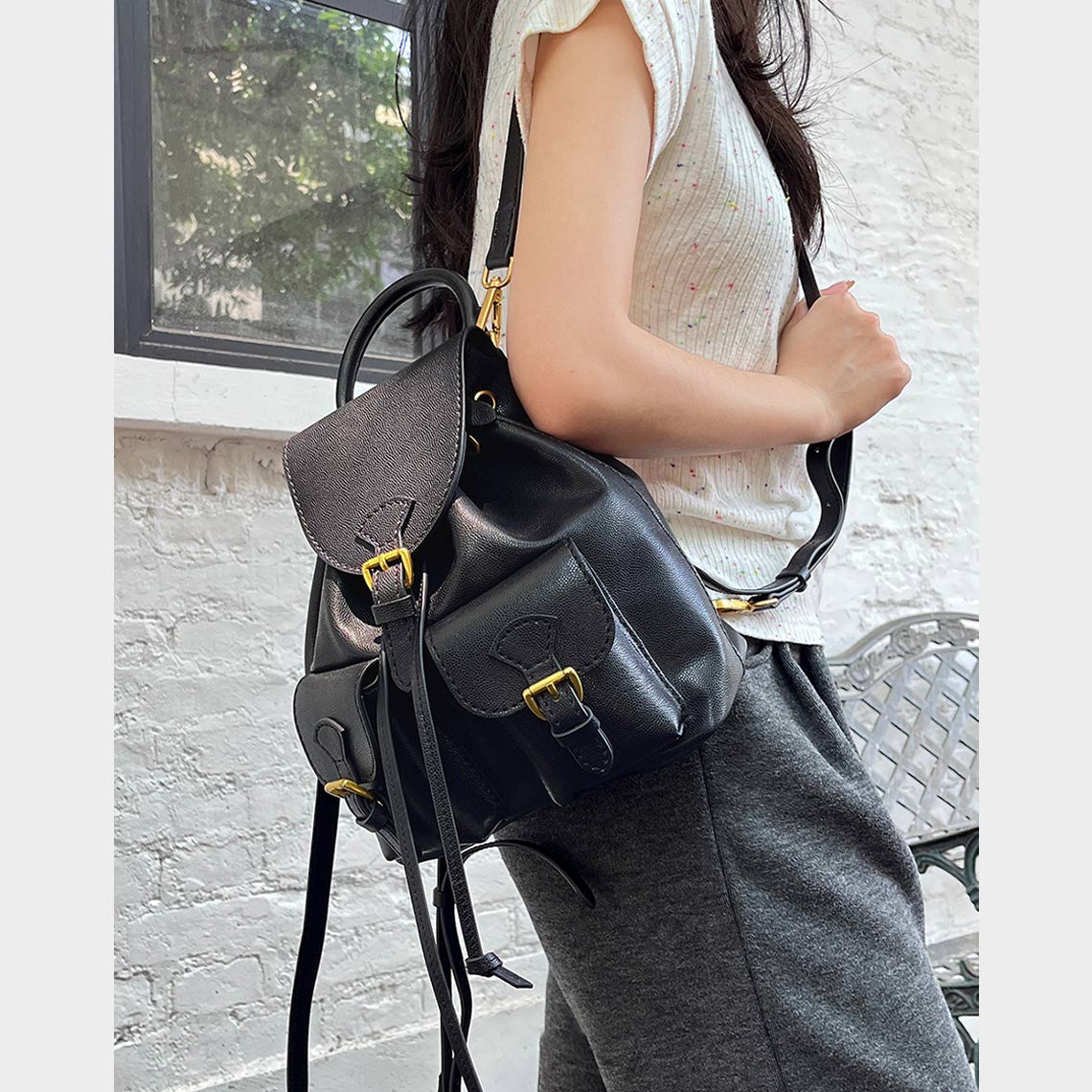 POPSEWING Top Grain Leather Black Backpack DIY Kit