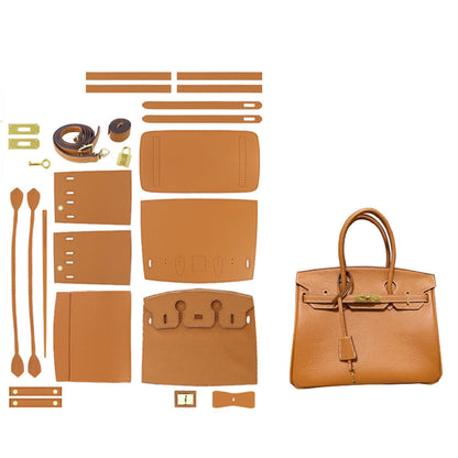 Classic Gold Brown Leather Handbag for Women | Semi-finished DIY Bag Kits - POPSEWING®