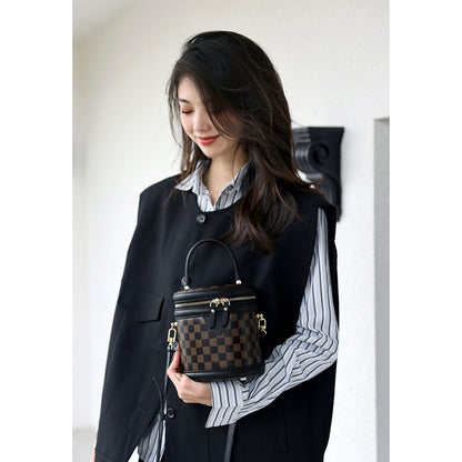 HANDSEWGIFT Top Grain Leather Checker Bucket Bag DIY Kits