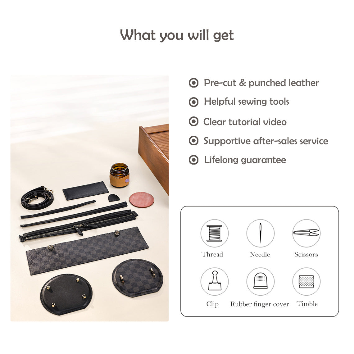 DIY leather bag kits sewing bag project material list