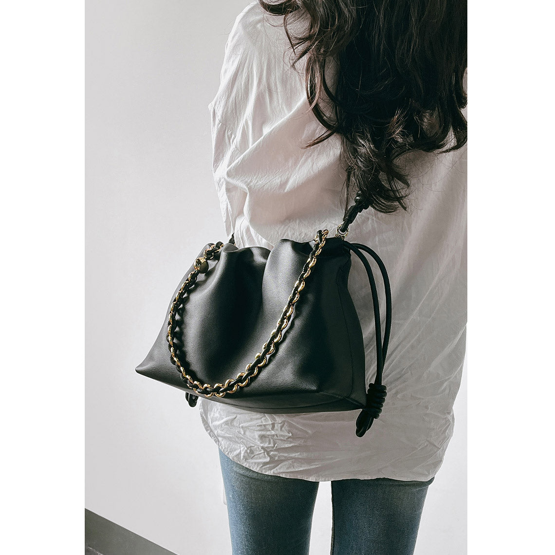 Classic Black Drawstring Crossbody Bag for Women | DIY Versatile Leather Bag - POPSEWING®