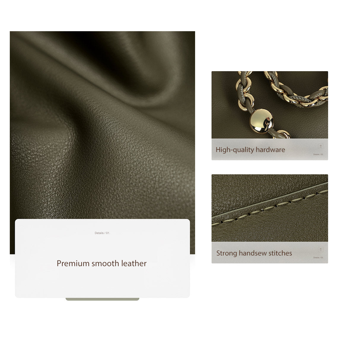 HANDSEWGIFT Leather Drawstring Chain Clutch DIY Kit