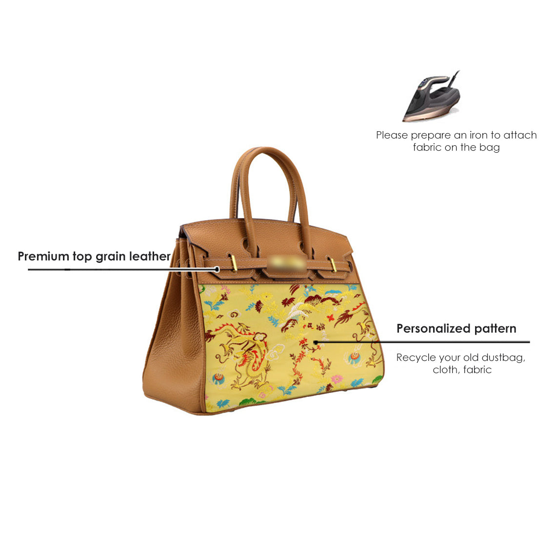 HANDSEWGIFT Top Grain Leather Dustbag Recycle Platinum Bag DIY Kit