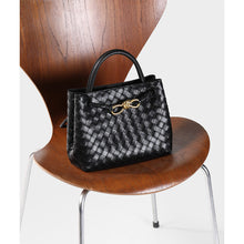 Load image into Gallery viewer, Black Leather Woven Handbag Tote Bag | Inspired Bag DIY Kits - POPSEWING®
